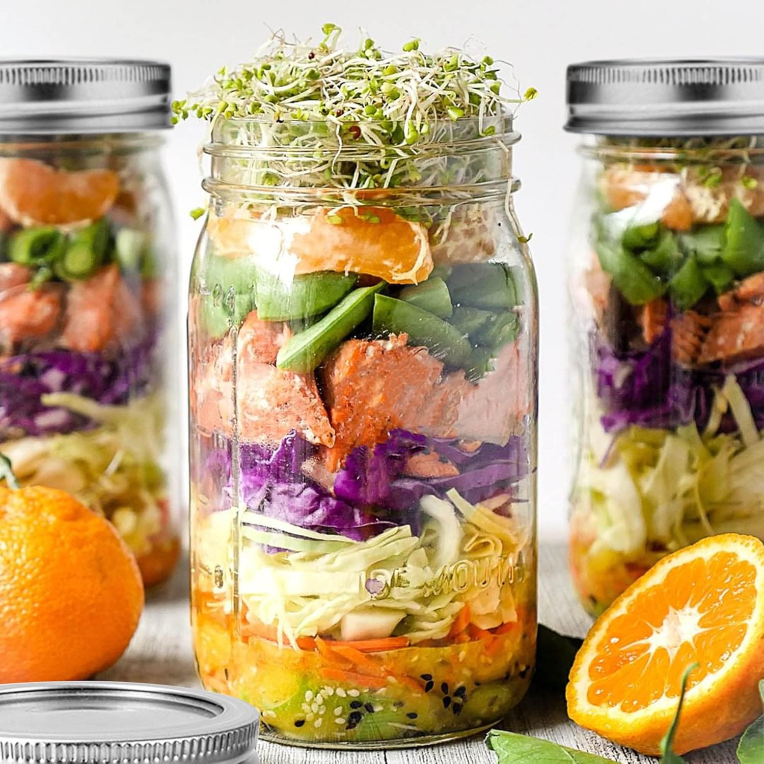 fresh vegetables in quart jars