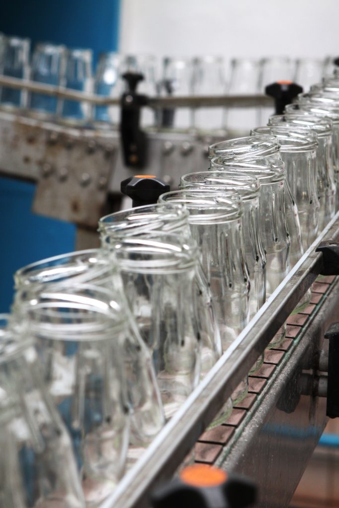 production line for glass quart jars